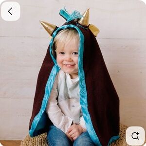 Snugaboo Brown Dinosaur Hooded Blanket with Blue Trim